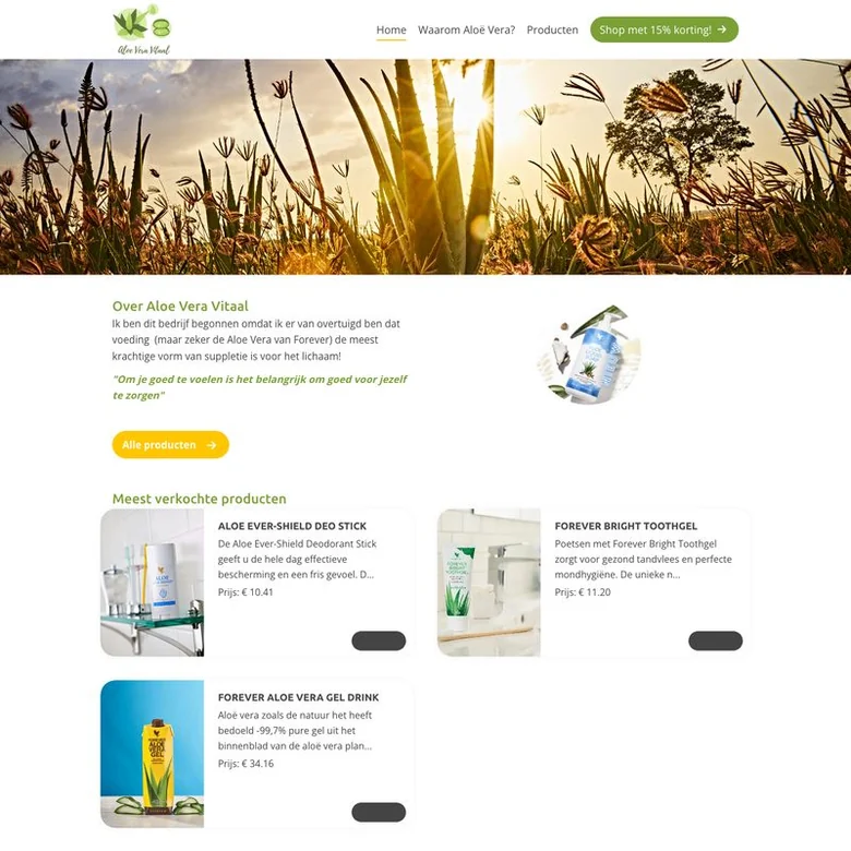 De website van Aloë Vera Vitaal