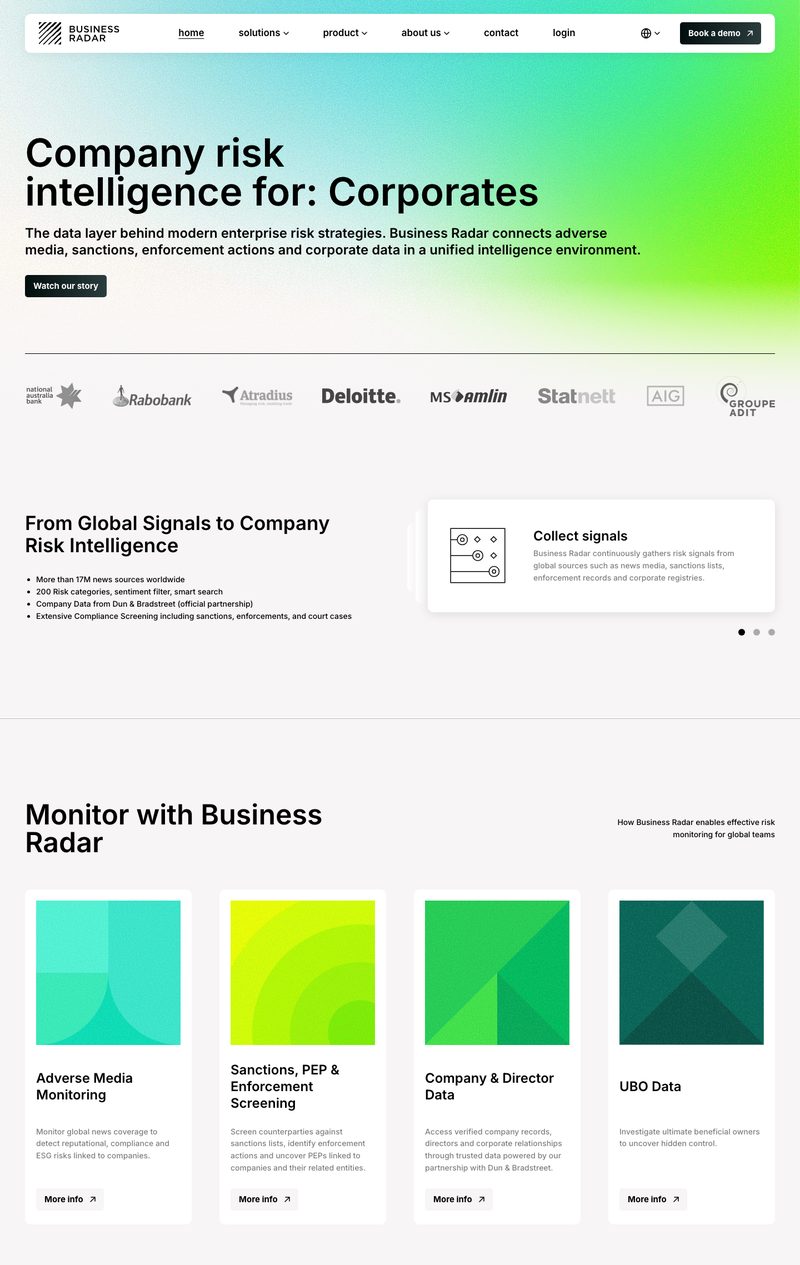 De website van Business Radar