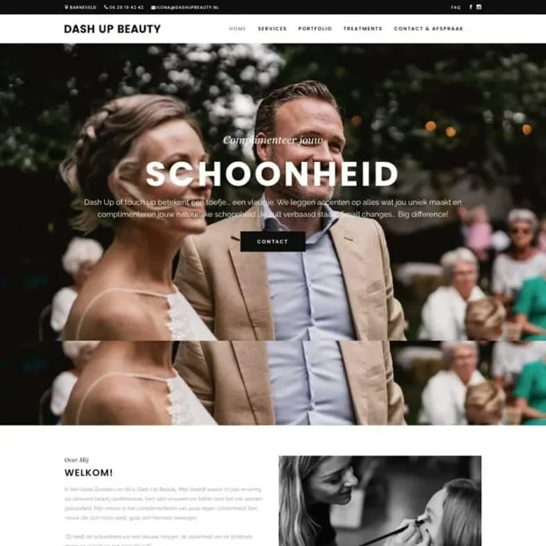 De website van Dash Up Beauty