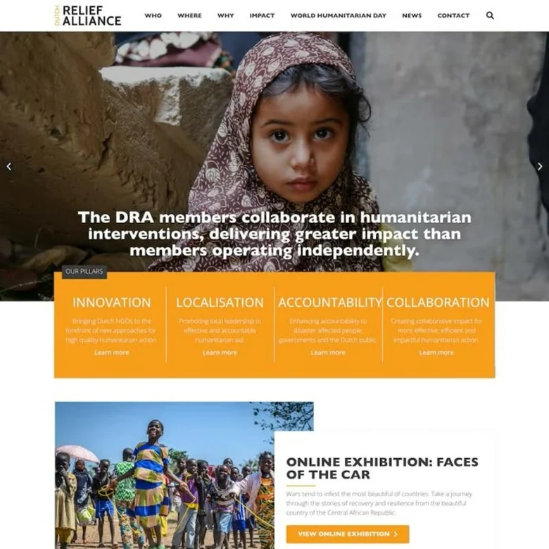 Schermafbeelding van de website van dutchrelief