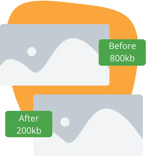 Een afbeelding van 800 kB die 200 kB wordt