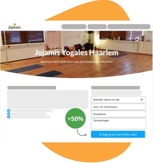 Een formulier op de website van een yogastudio