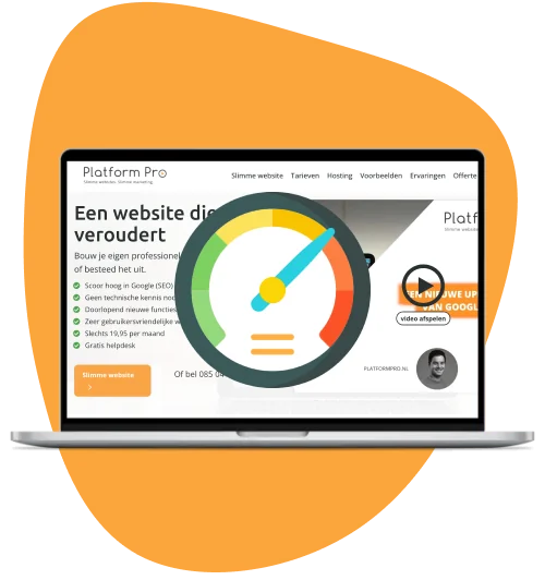 Een snelheidsmeter over de website