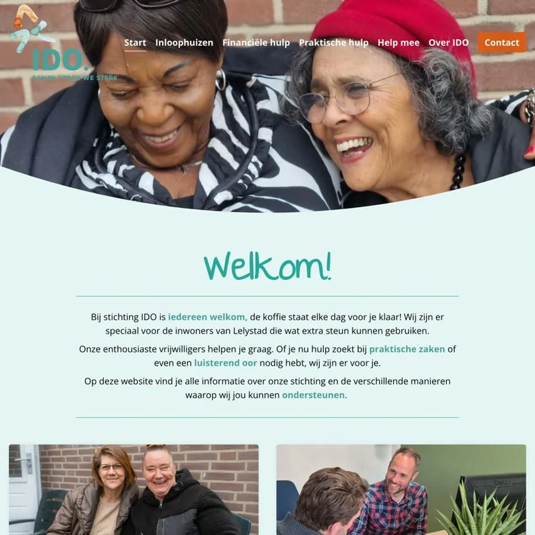 Schermafbeelding van de website van ido lelystad