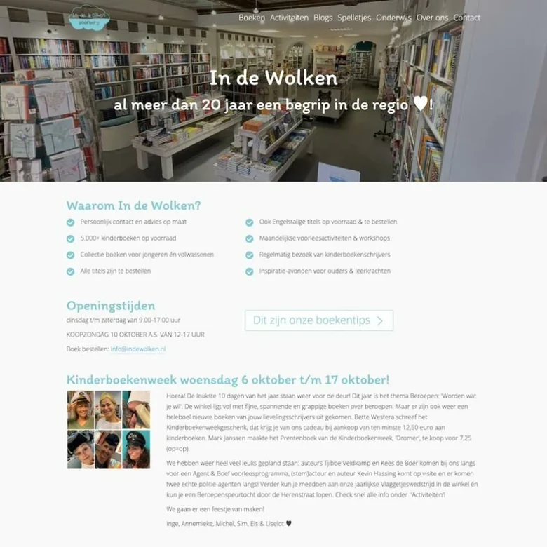 Website van In de Wolken