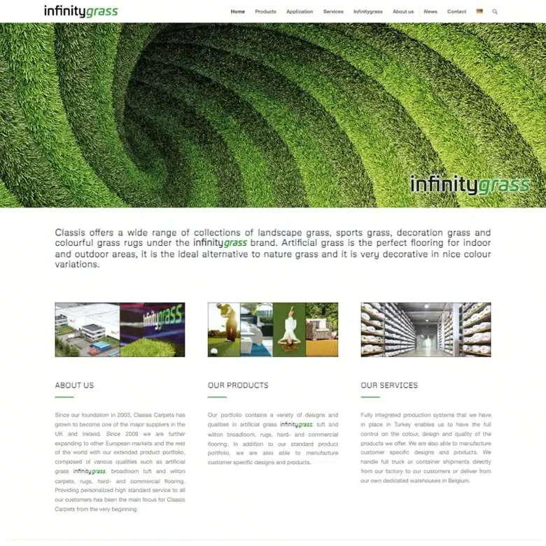 De website van Infinity Grass