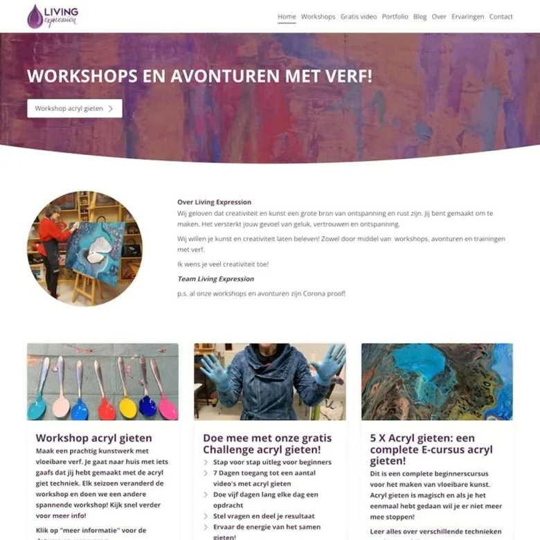 Schermafbeelding van de website van livingexpression