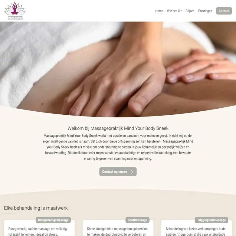 De website van Mind Your Body Sneek