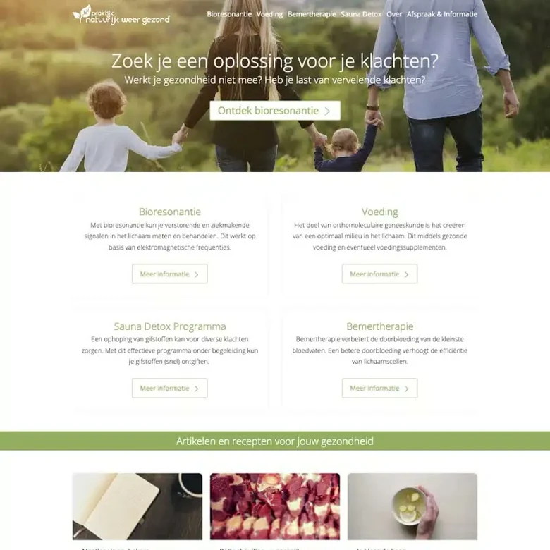 Schermafbeelding van de website van natuurlijk weer gezond