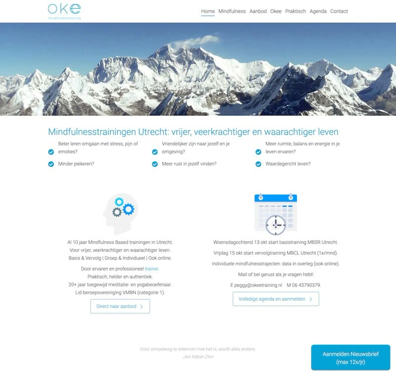 Schermafbeelding van de website van okeetraining