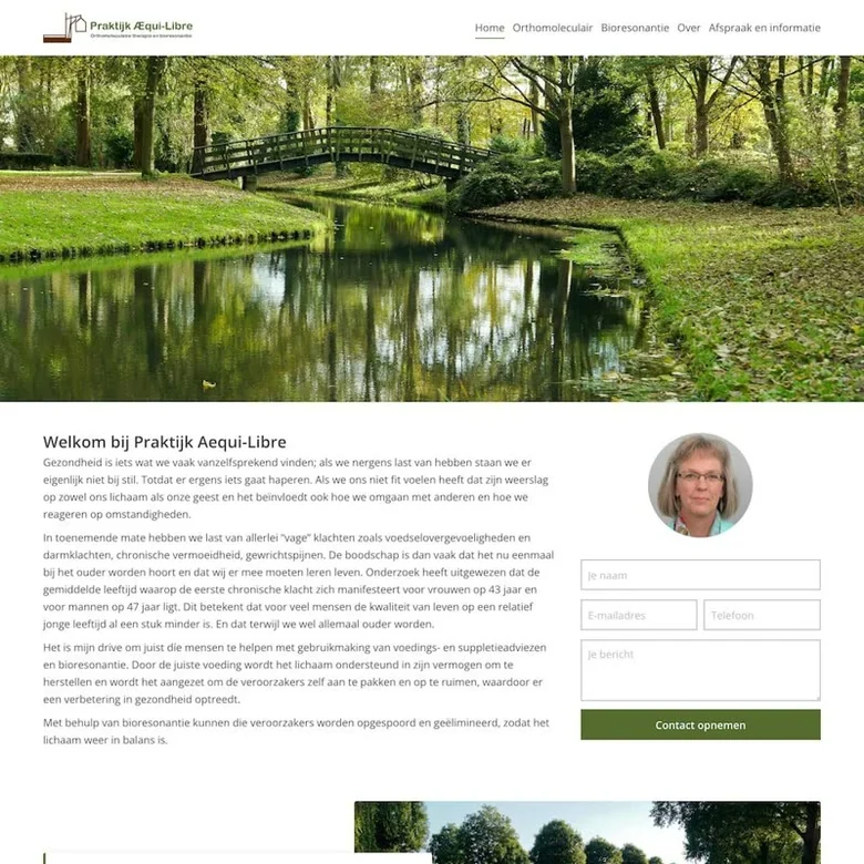 Schermafbeelding van de website van praktijkaequilibre