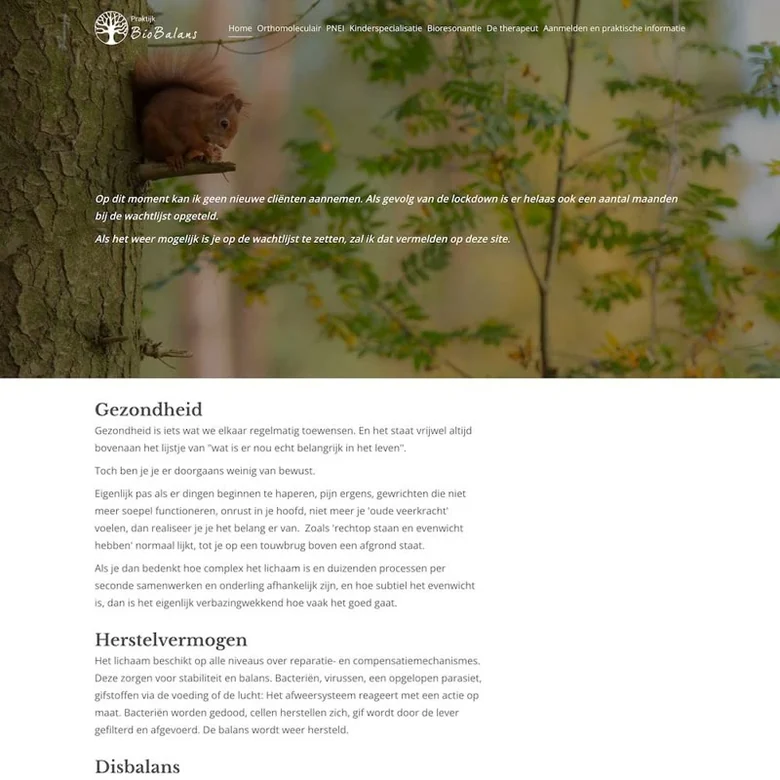 De website van Praktijk BioBalans