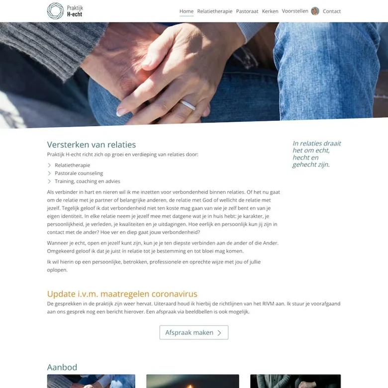 Schermafbeelding van de website van praktijkhecht