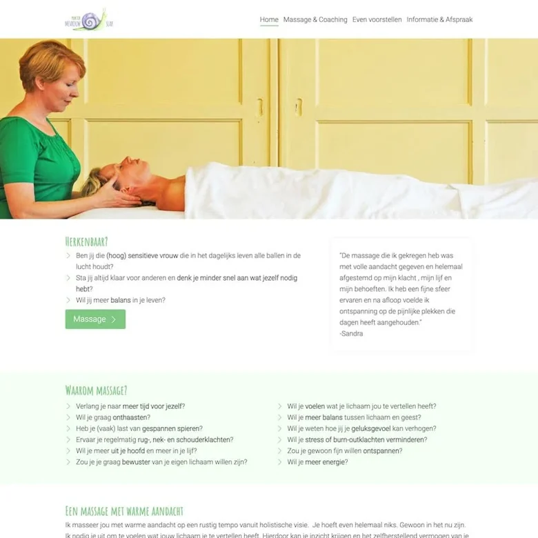 De website van Praktijk Mevrouw Slak