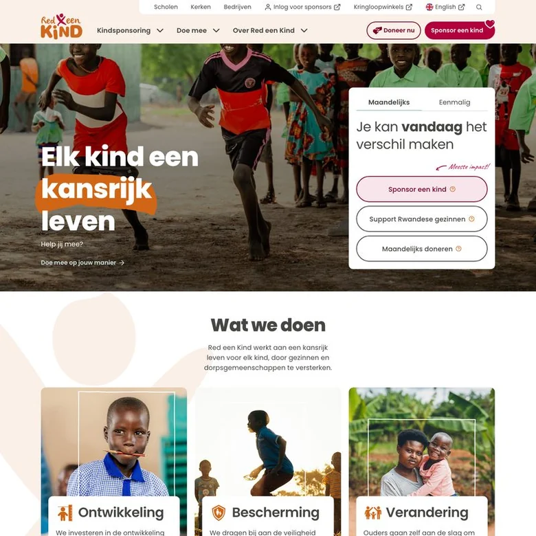 De website van Red een Kind