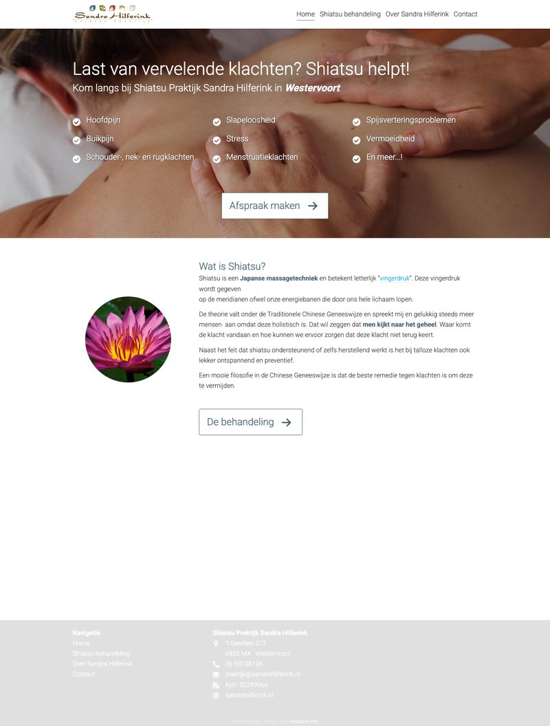 Schermafbeelding van de website van sandrahilferink