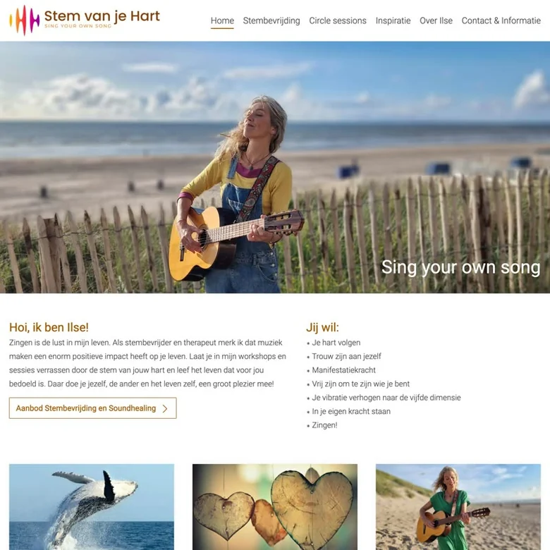 Schermafbeelding van de website van stem van je hart