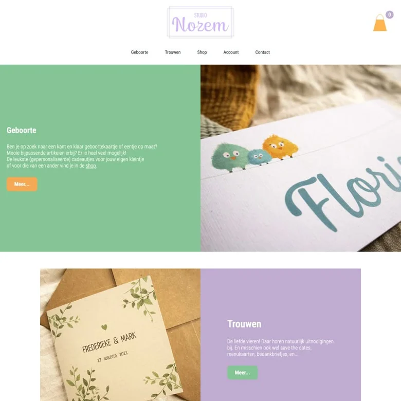 Schermafbeelding van de website van studio nozem
