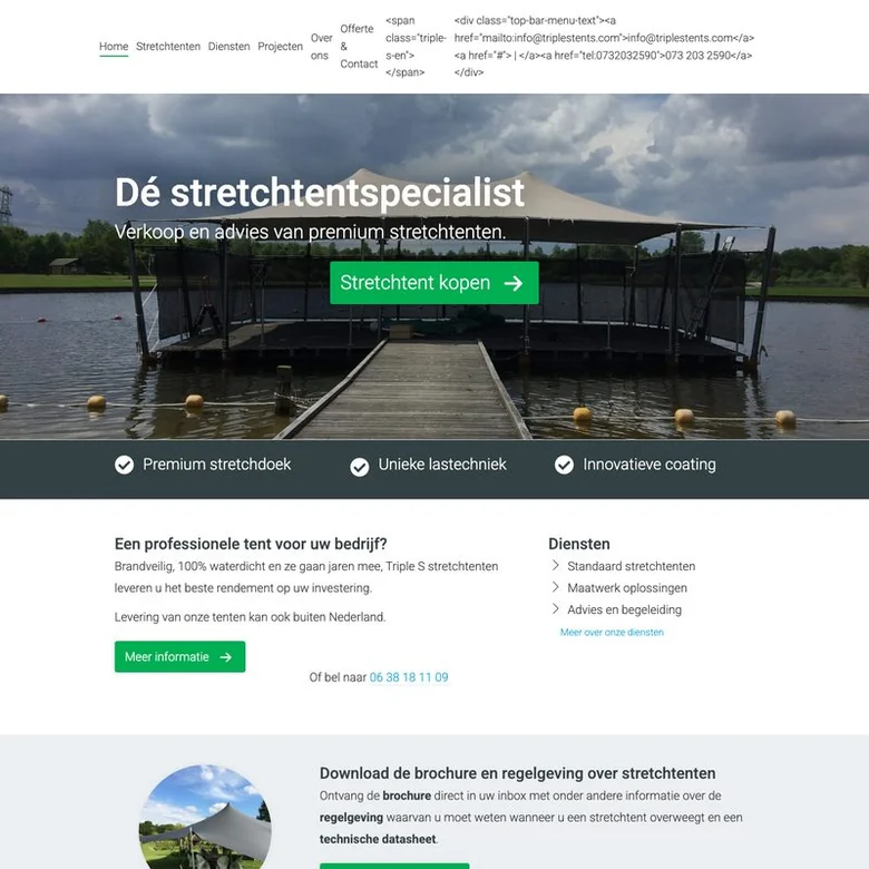 De website van Triple S Tents