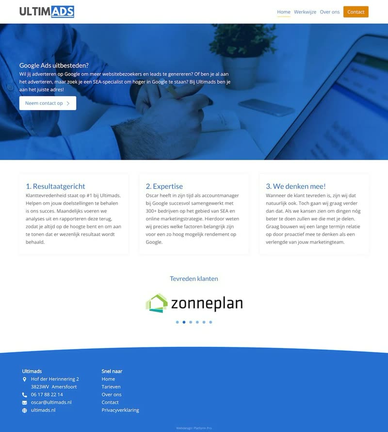 De website van Ultimads