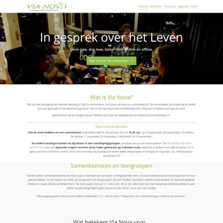 De website van Via Nova Amsterdam