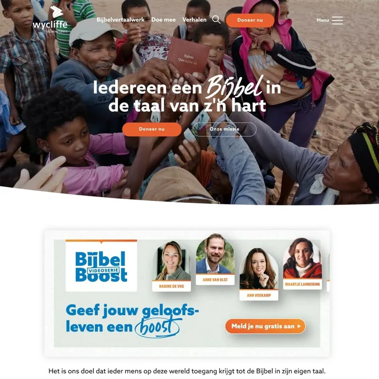 Schermafbeelding van de website van wycliffe