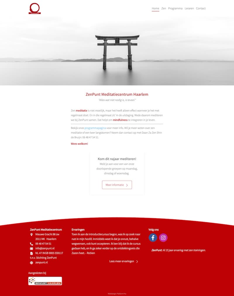 Schermafbeelding van de website van zenpunt