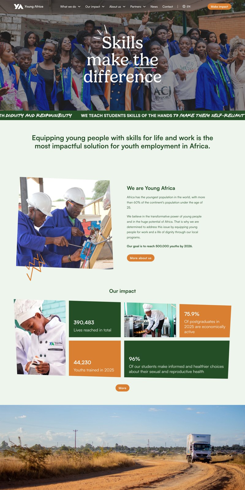 De Engelstalige website van Young Africa